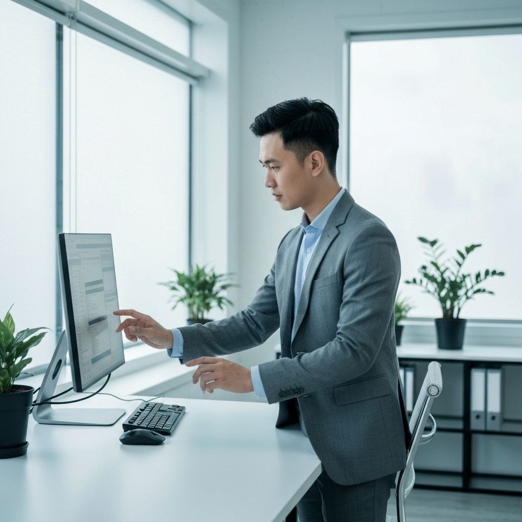 Professional IT consultant working on ERP systems